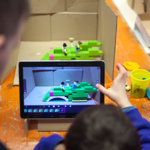 Stop Motion Aufnahme Tablet Mit Kindern