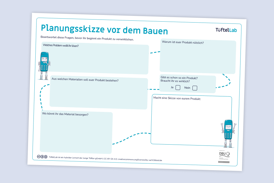 Tueftellab Kurskachel Lernmaterial Arbeitsblatt Ideenskizze Ce Kursuebersichtsseite 1