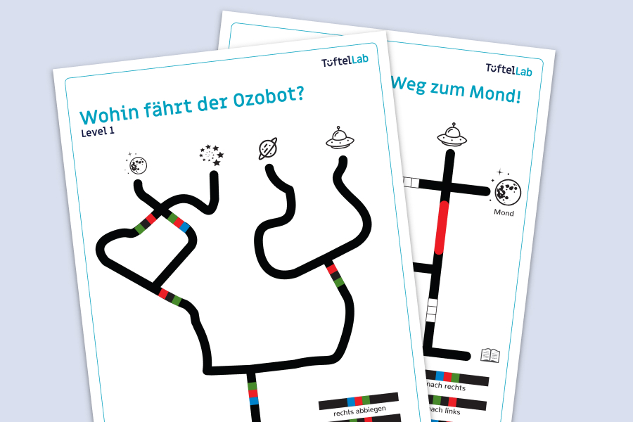 Tueftellab Kurskachel Lernmaterial Arbeitsblatt Ersteuebungenmitdemozobot Kursuebersichtsseite 1