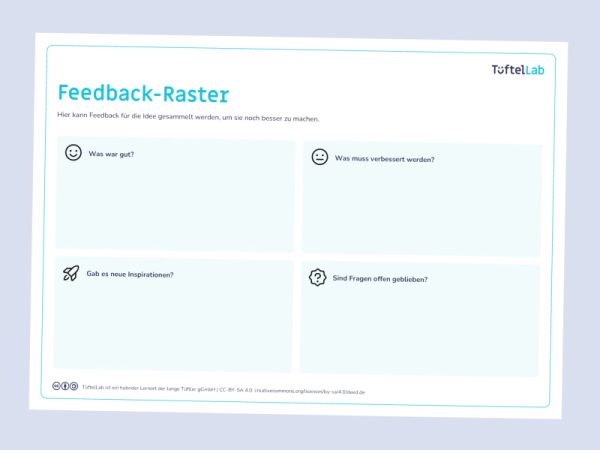 Tueftellab Kurskachel Lernmaterial Arbeitsblatt Feedbackraster Kursuebersichtsseite 1
