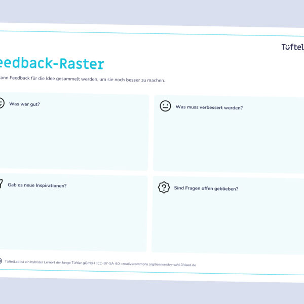 Tueftellab Kurskachel Lernmaterial Arbeitsblatt Feedbackraster Kursuebersichtsseite 1